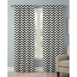 Ambesonne Black White Chevron Window Curtains 2 Panel Set 56x95 Rod Pocket NEW